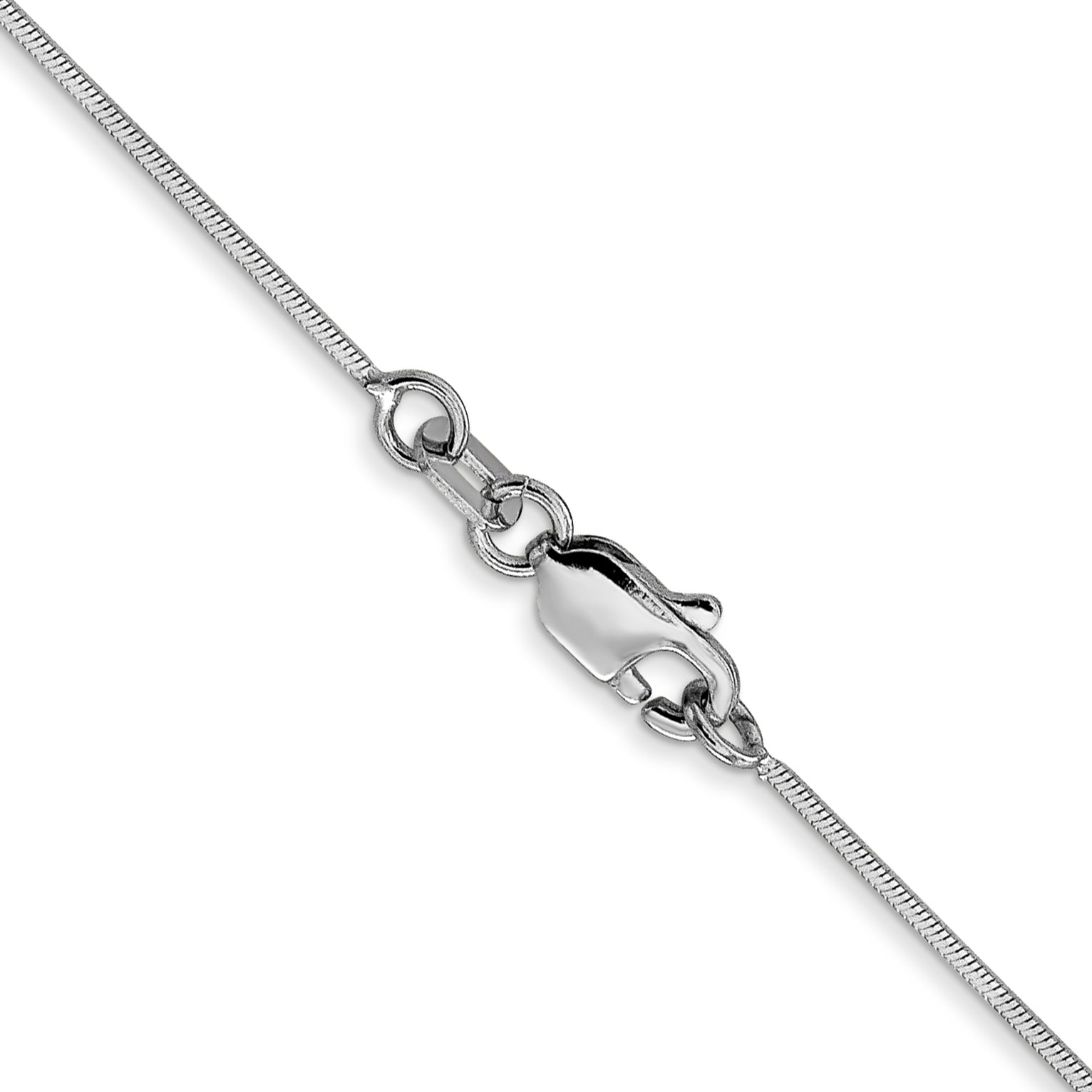 14K White Gold Solid Diamond-Cut Snake Chain Necklace 0.8mm