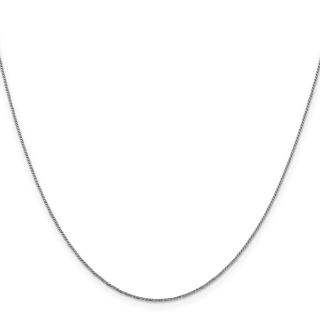 14K White Gold Solid Diamond-Cut Box Chain Necklace 0.9mm