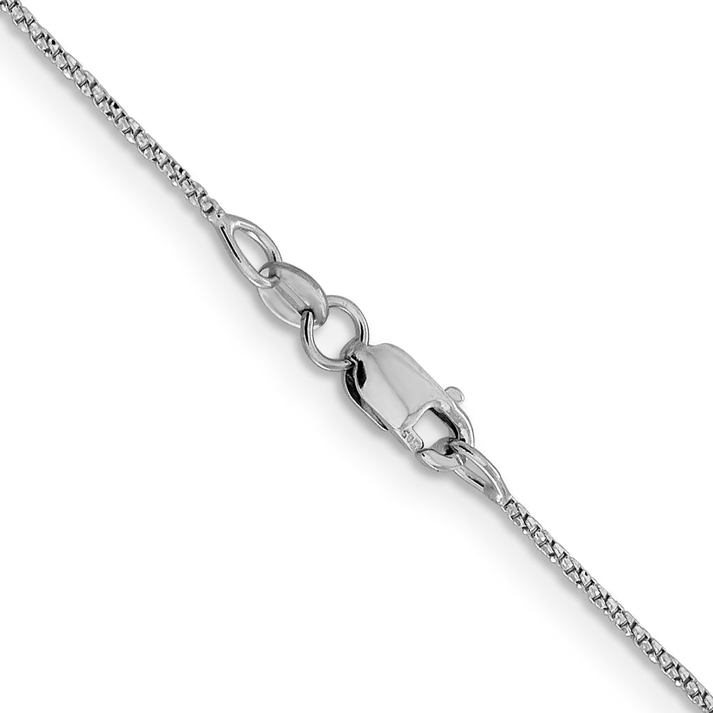 14K White Gold Solid Diamond-Cut Box Chain Necklace 0.9mm
