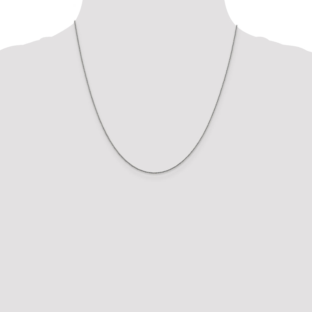 14K White Gold Solid Diamond-Cut Box Chain Necklace 0.9mm