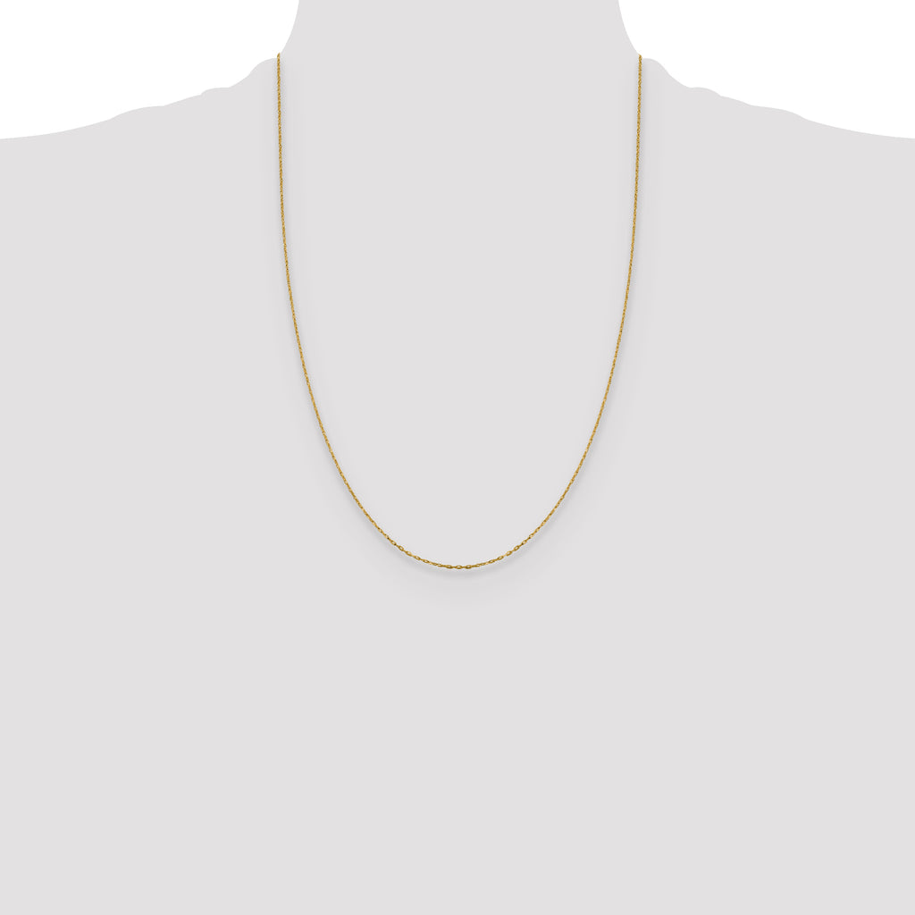 14K Yellow Gold Solid Diamond-Cut Cable Chain Necklace 1mm