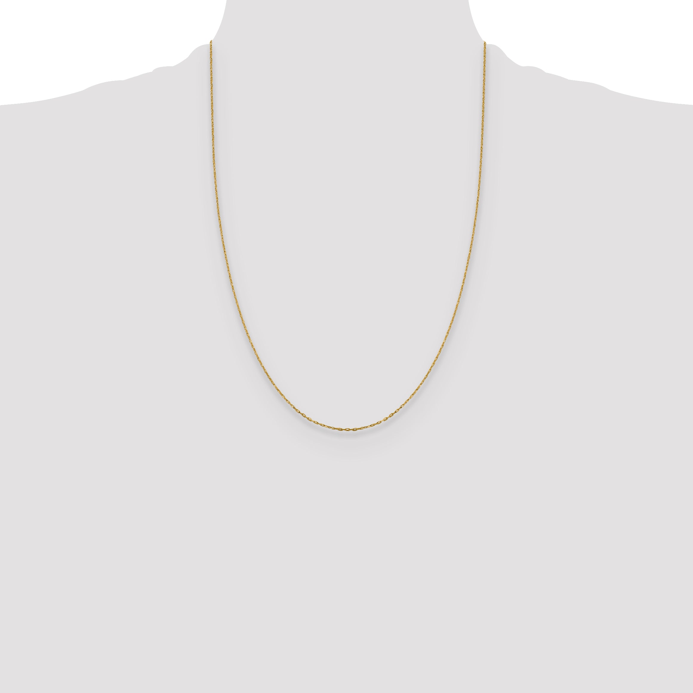 14K Yellow Gold Solid Diamond-Cut Cable Chain Necklace 1mm