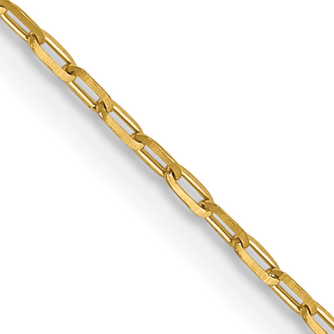 14K Yellow Gold Solid Diamond-Cut Cable Chain Necklace 1mm Main image