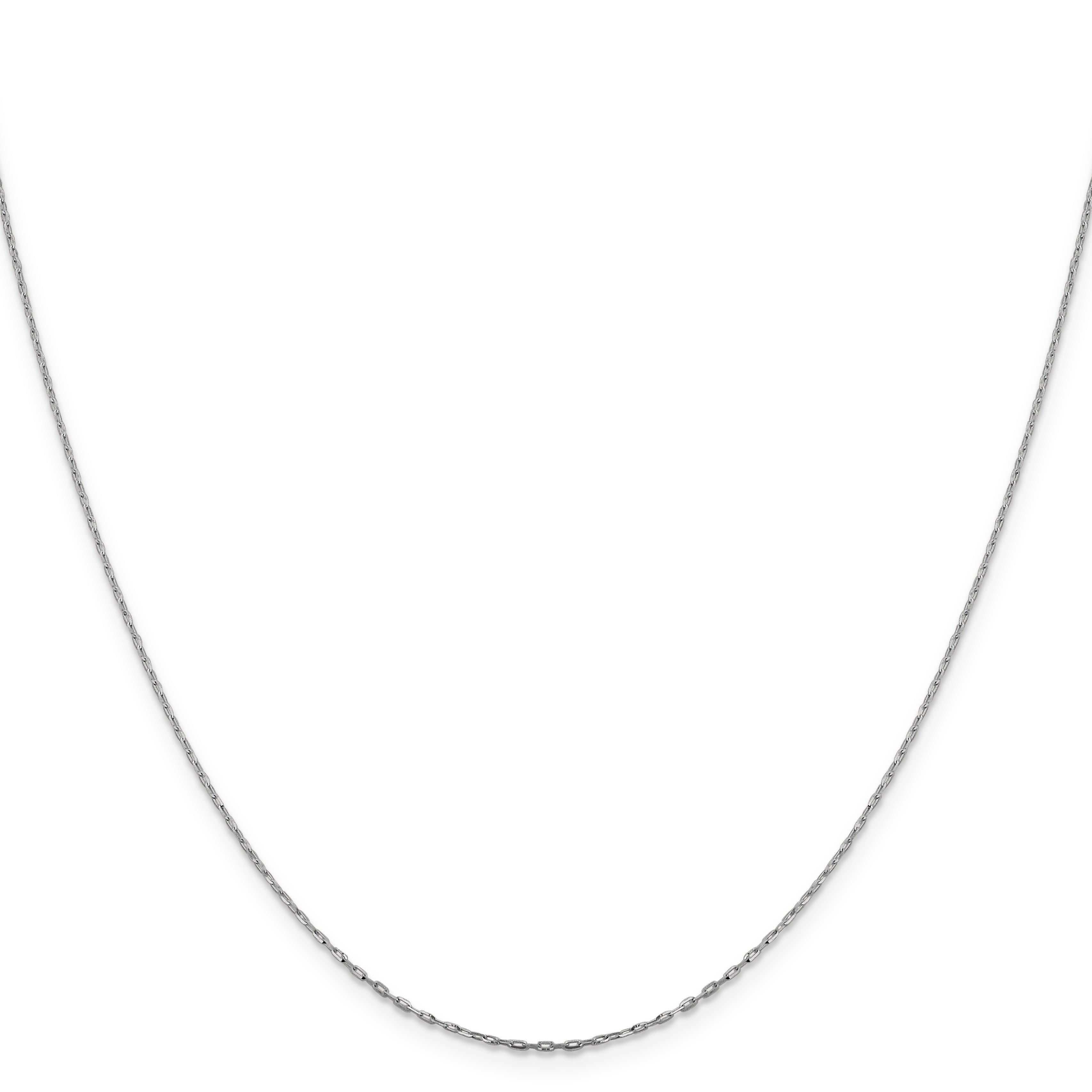 14K White Gold Solid Diamond-Cut Cable Chain Necklace 1mm