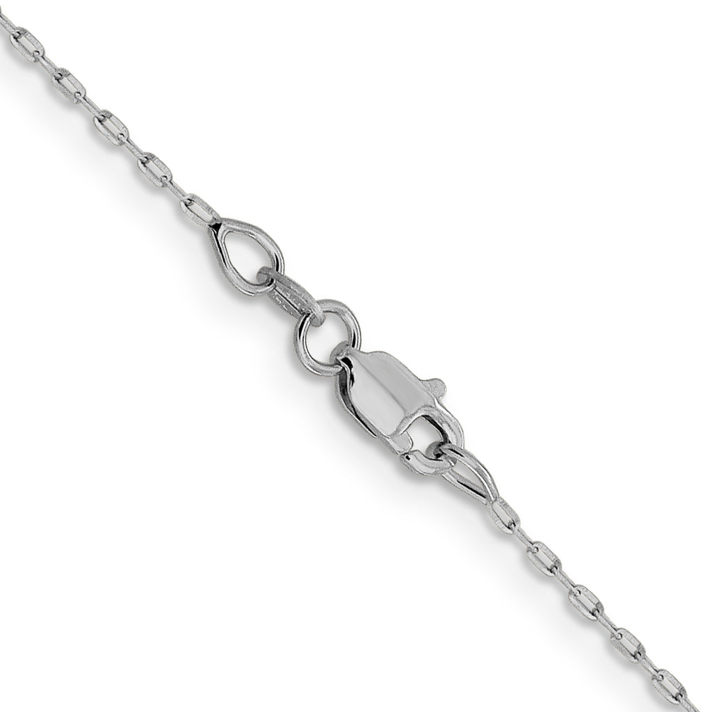 14K White Gold Solid Diamond-Cut Cable Chain Necklace 1mm
