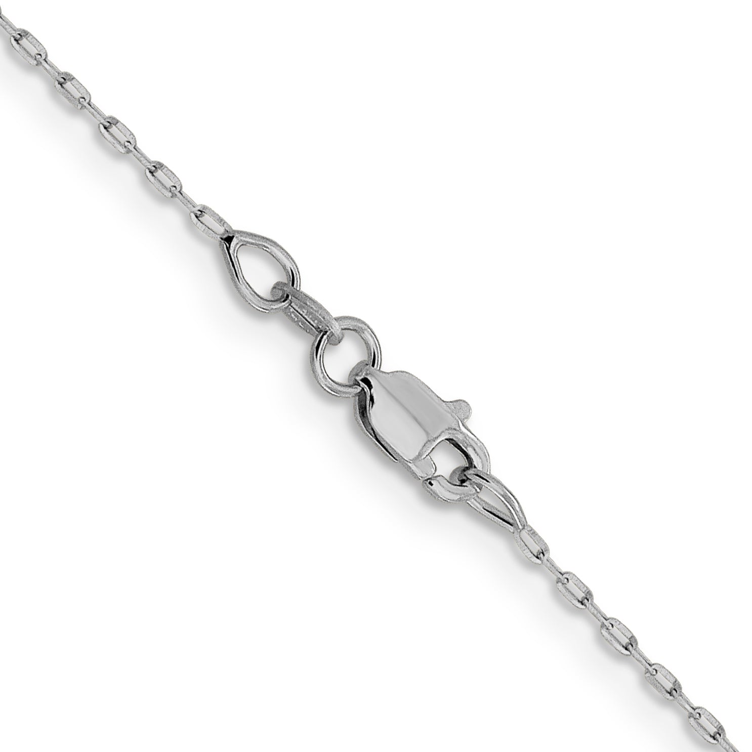 14K White Gold Solid Diamond-Cut Cable Chain Necklace 1mm