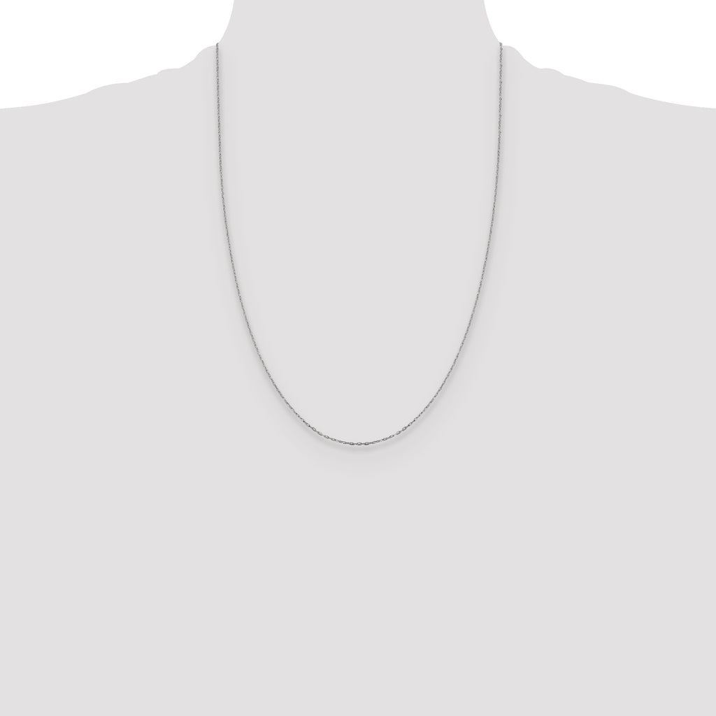 14K White Gold Solid Diamond-Cut Cable Chain Necklace 1mm