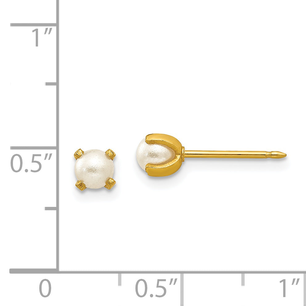 Inverness 14k 4mm Simulated Pearl Earrings
