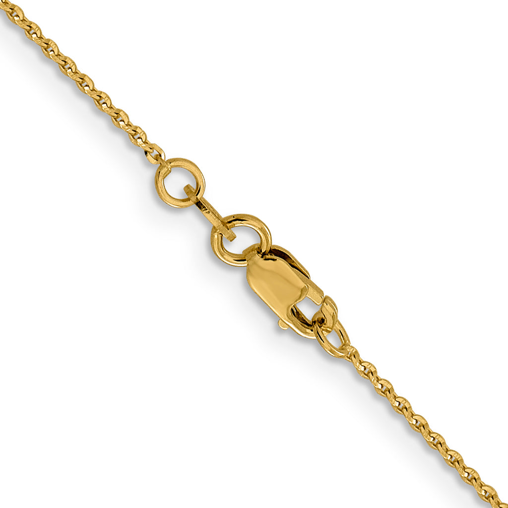 14K Yellow Gold Solid Diamond-Cut Open Link Chain Necklace 1.15mm