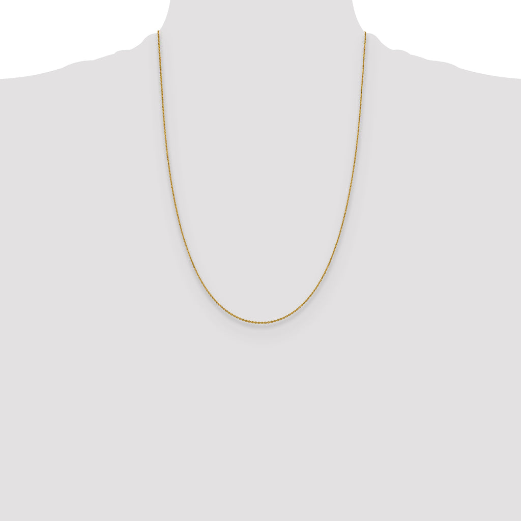 14K Yellow Gold Solid Diamond-Cut Open Link Chain Necklace 1.15mm