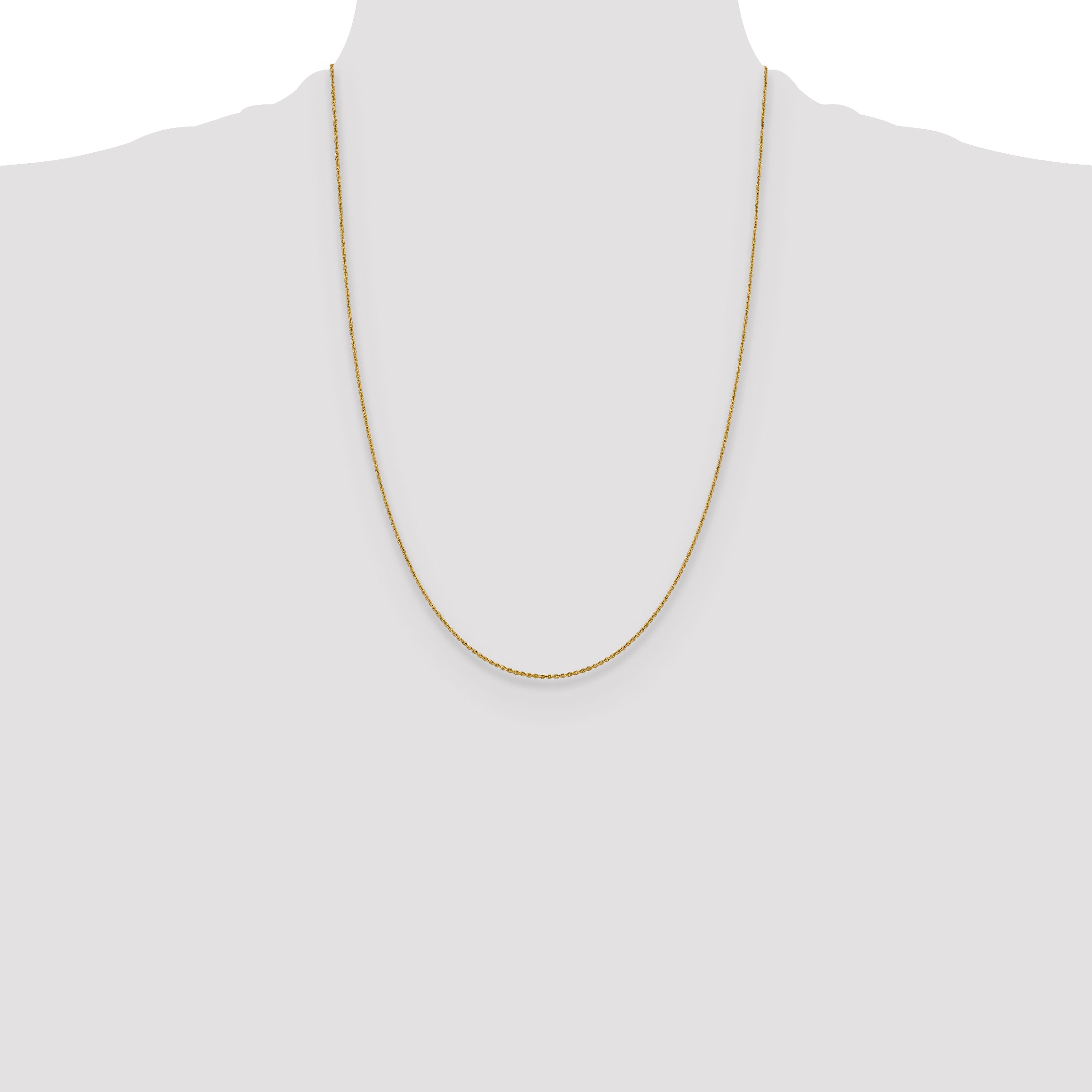 14K Yellow Gold Solid Diamond-Cut Open Link Chain Necklace 1.15mm