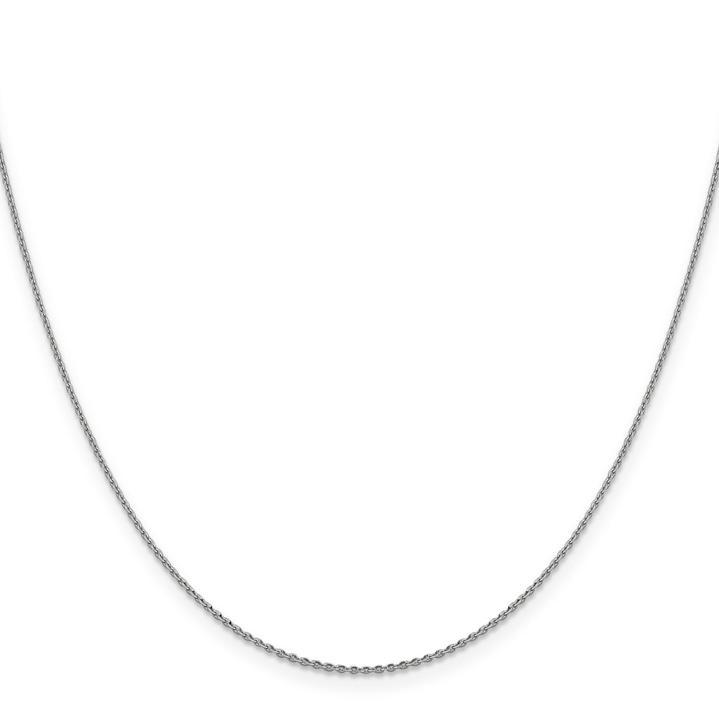 14K White Gold Solid Diamond-Cut Open Link Chain Necklace 1.15mm