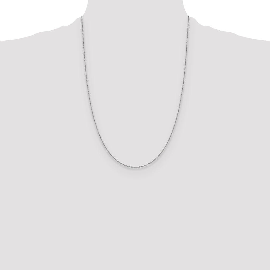 14K White Gold Solid Diamond-Cut Open Link Chain Necklace 1.15mm