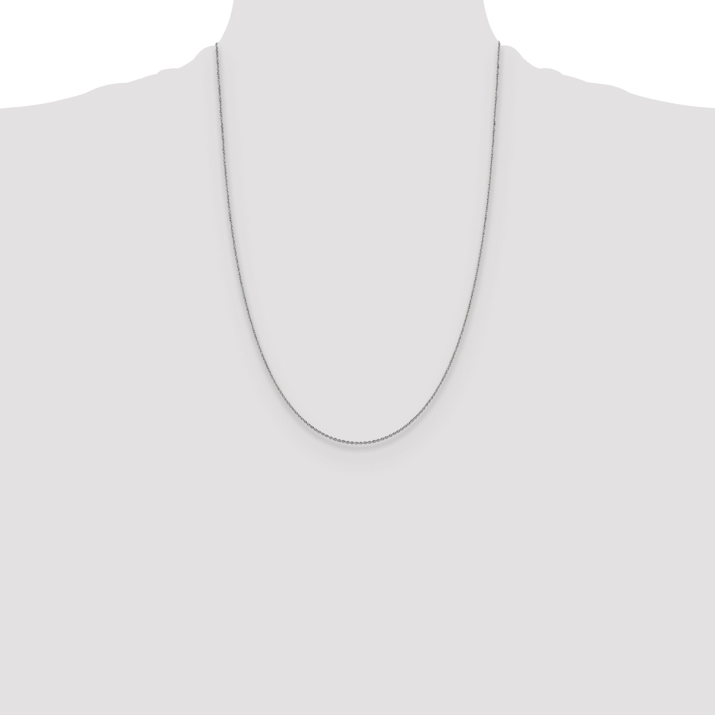 14K White Gold Solid Diamond-Cut Open Link Chain Necklace 1.15mm