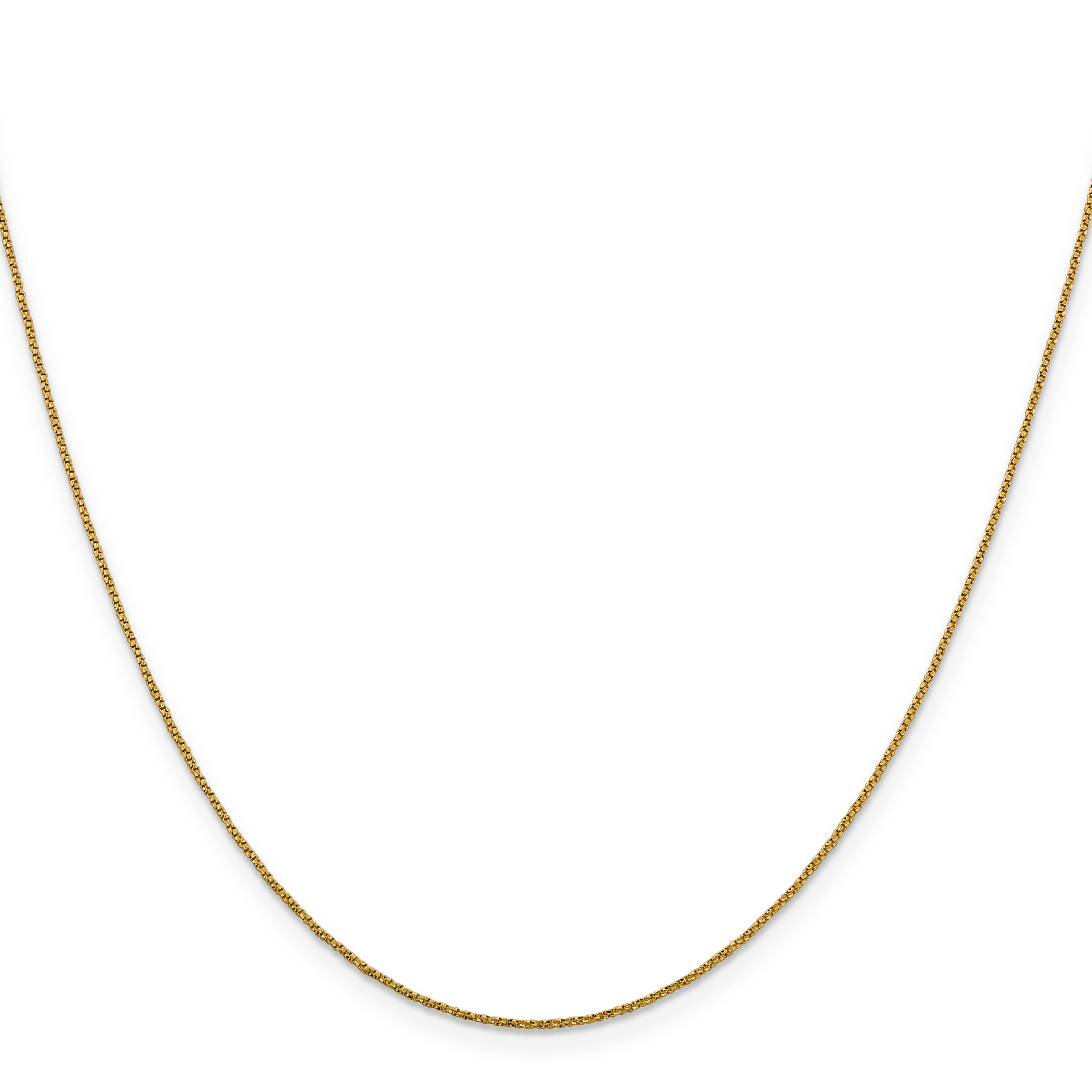 14K Yellow Gold Solid Diamond-Cut Box Chain Necklace 0.9mm