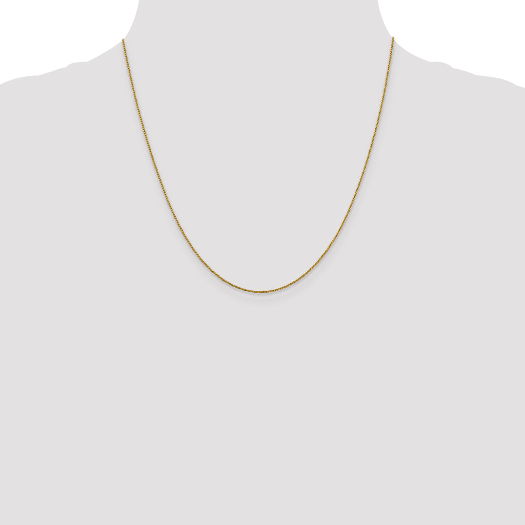 14K Yellow Gold Solid Diamond-Cut Box Chain Necklace 0.9mm