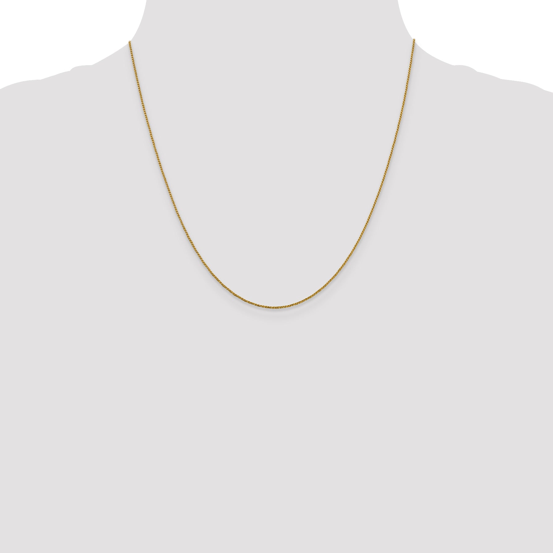 14K Yellow Gold Solid Diamond-Cut Box Chain Necklace 0.9mm