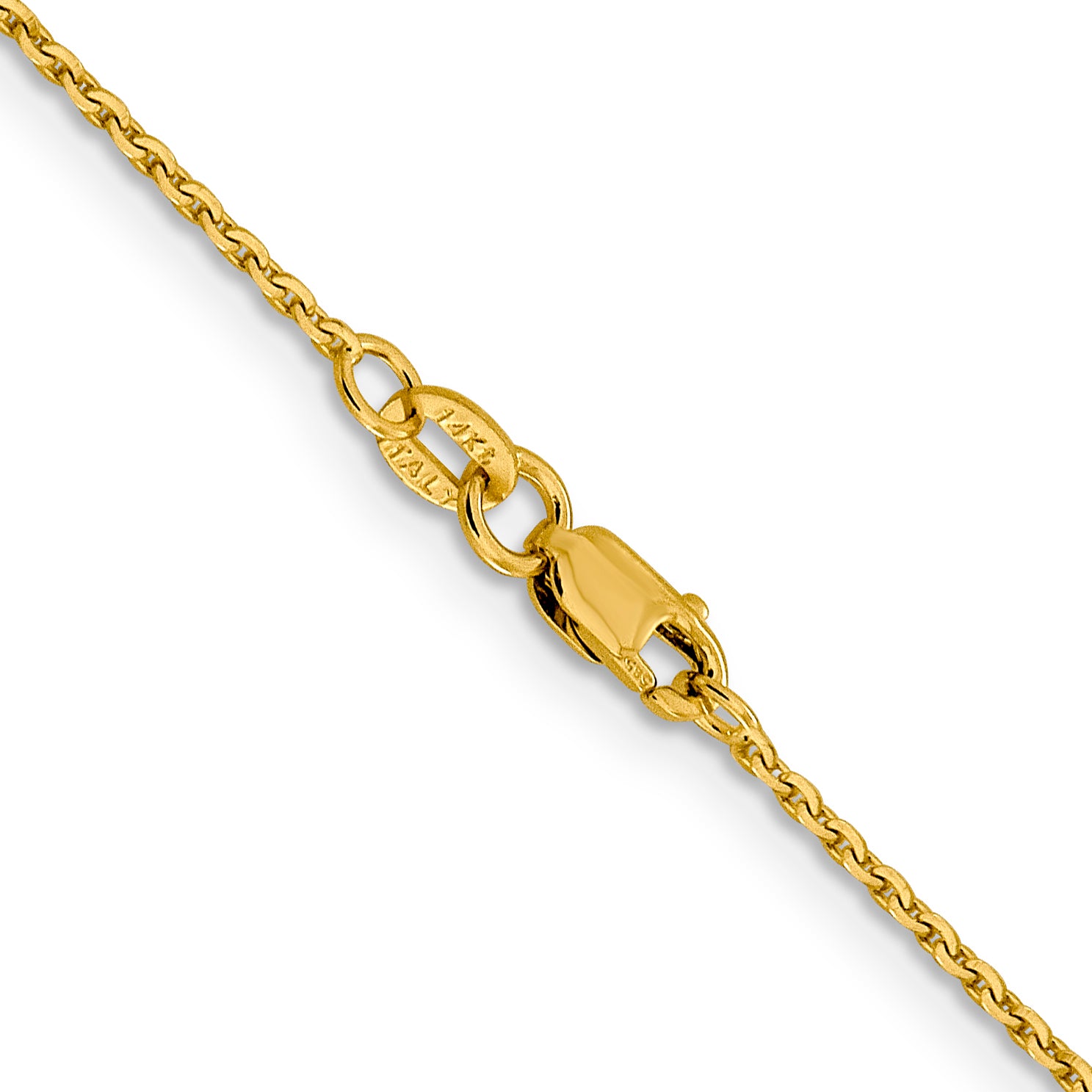 14K Yellow Gold Solid Diamond-Cut Cable Chain Necklace 1.25mm