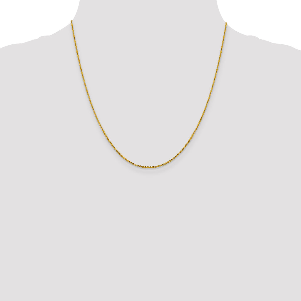 14K Yellow Gold Solid Diamond-Cut Cable Chain Necklace 1.25mm