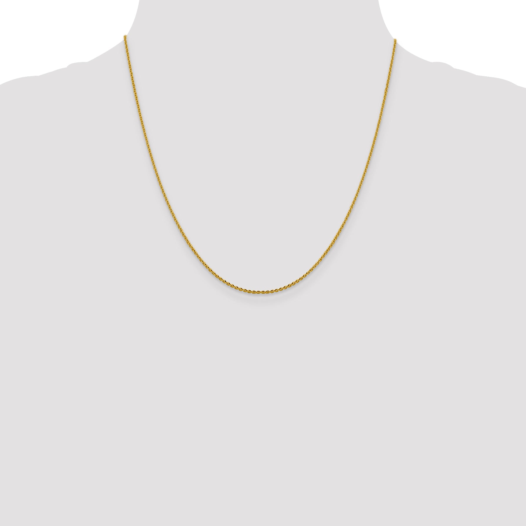 14K Yellow Gold Solid Diamond-Cut Cable Chain Necklace 1.25mm