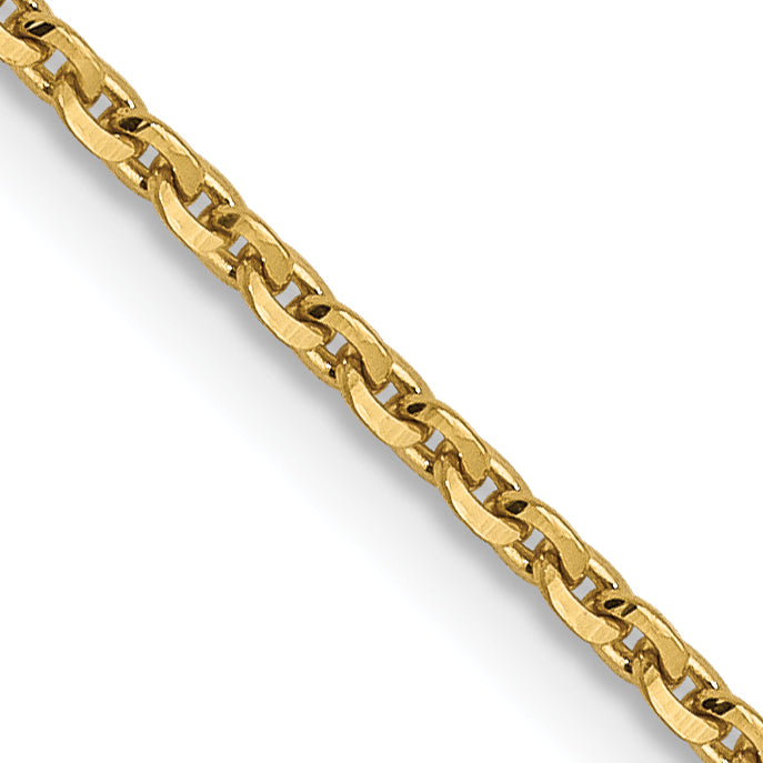 14K Yellow Gold Solid Diamond-Cut Cable Chain Necklace 1.25mm