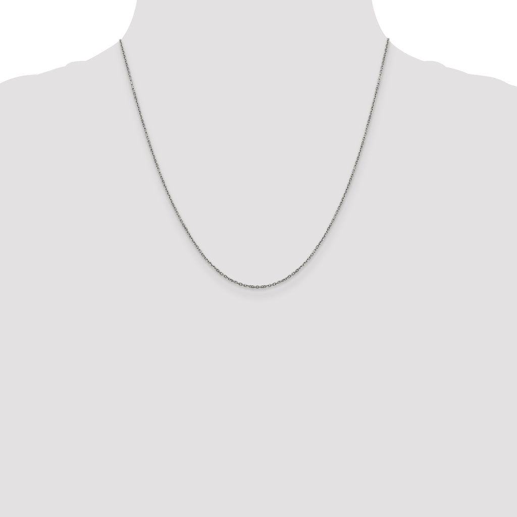 14K White Gold 1.25mm D/C Cable Chain