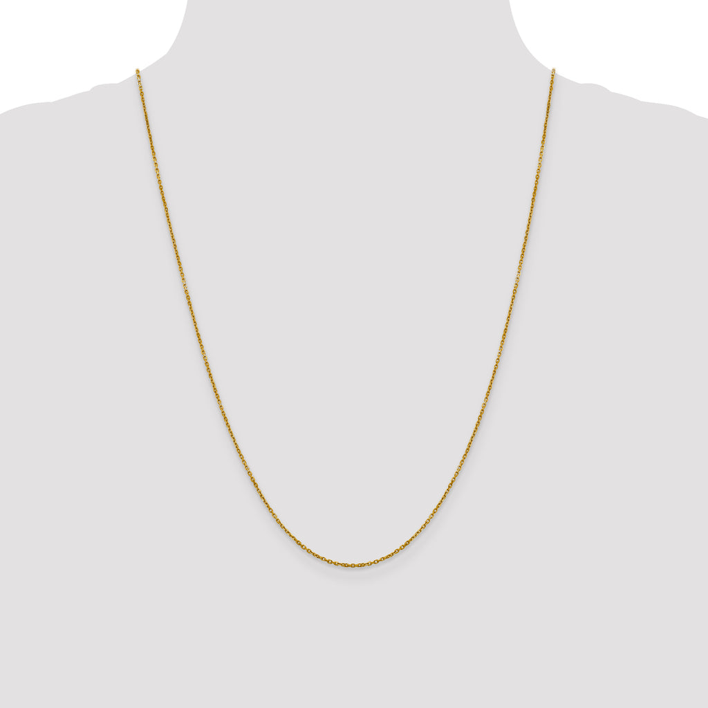 14K Yellow Gold Solid Diamond-Cut Cable Chain Necklace 1.25mm