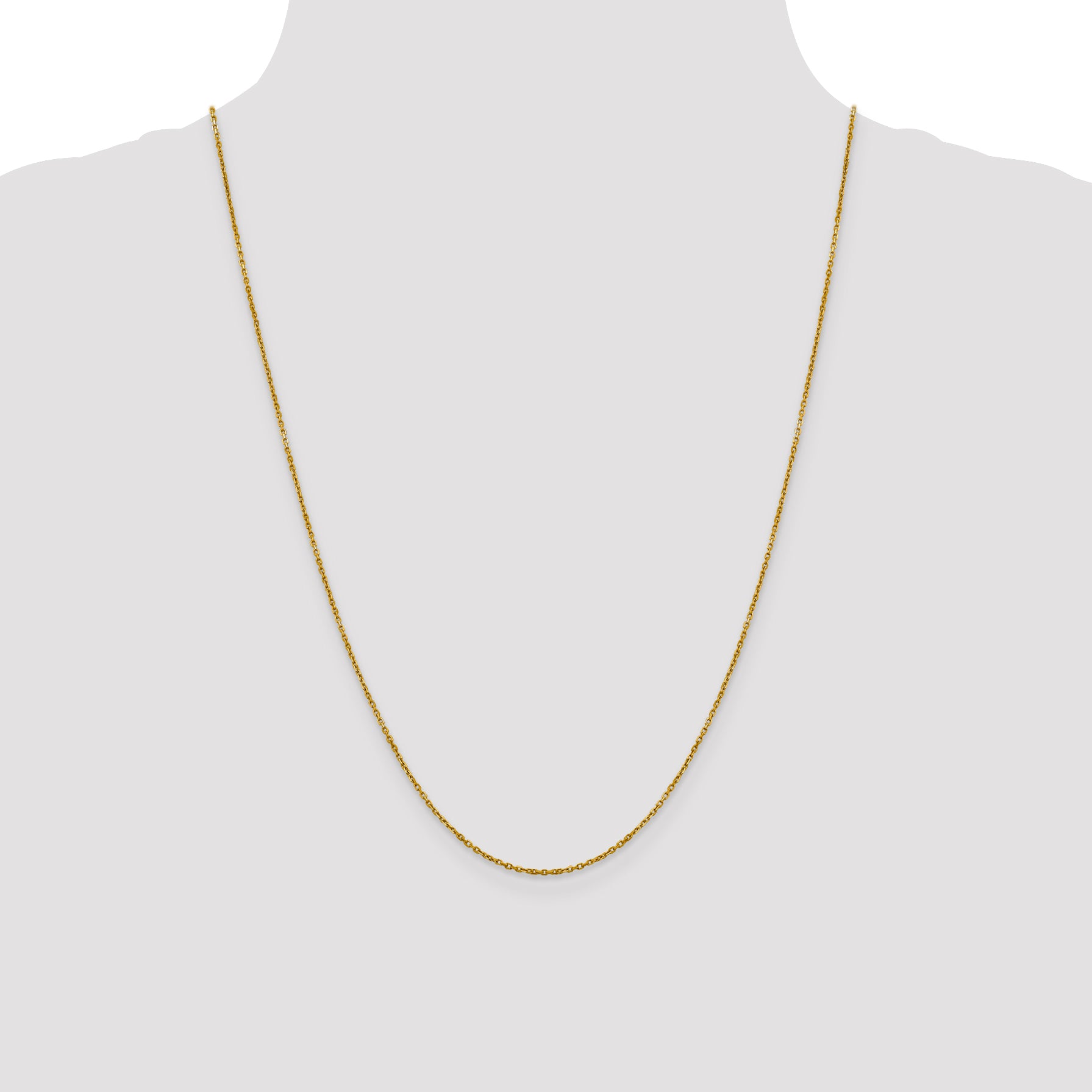 14K Yellow Gold Solid Diamond-Cut Cable Chain Necklace 1.25mm