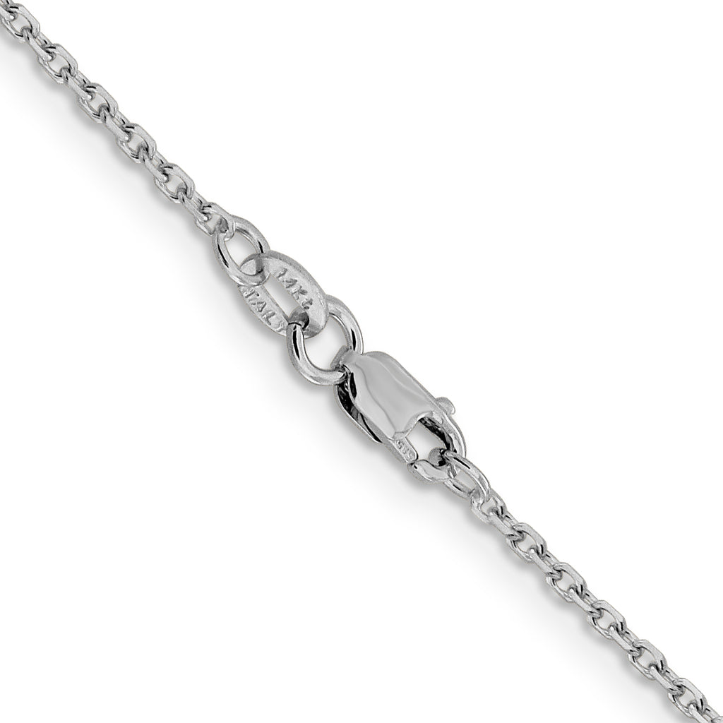 14K White Gold Solid Diamond-Cut Cable Chain Necklace 1.5mm