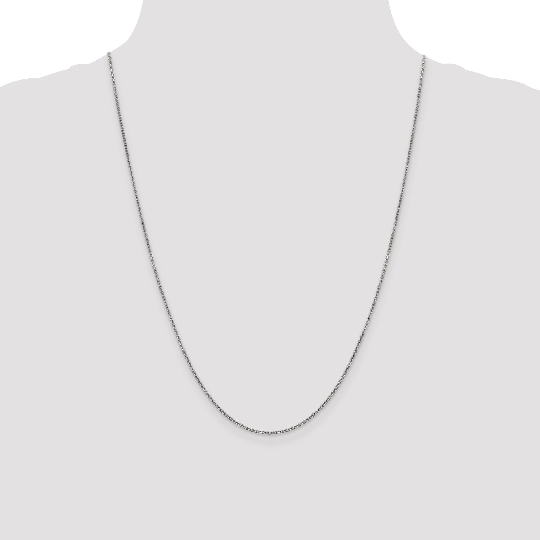 14K White Gold Solid Diamond-Cut Cable Chain Necklace 1.5mm