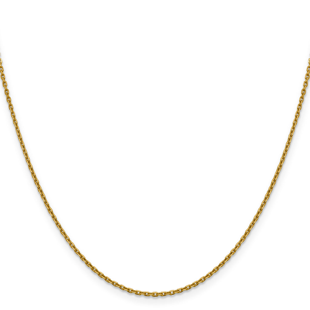 14K Yellow Gold Solid Diamond-Cut Cable Chain Necklace 1.5mm