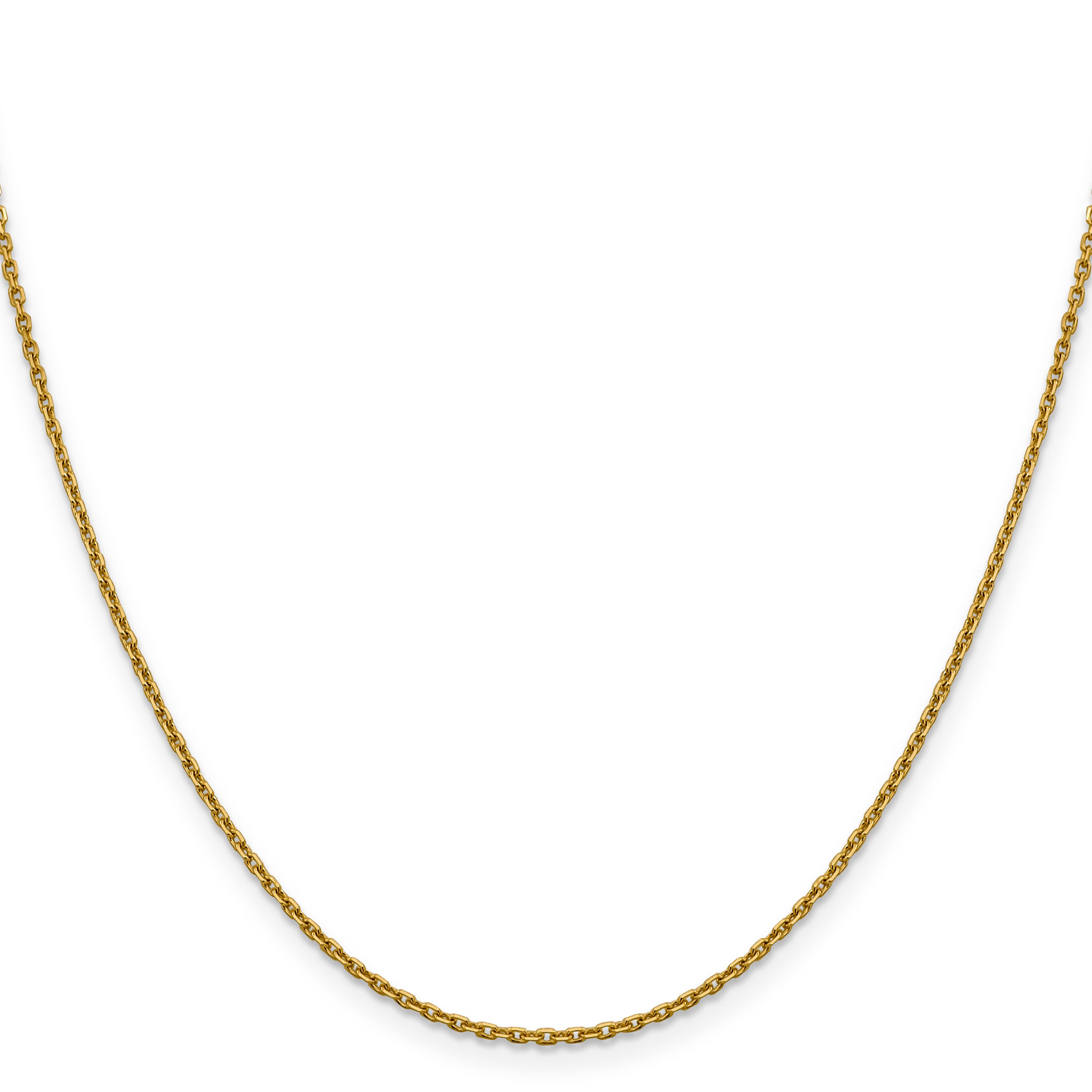 14K Yellow Gold Solid Diamond-Cut Cable Chain Necklace 1.5mm