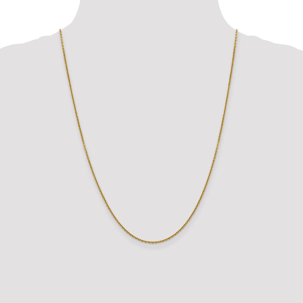 14K Yellow Gold Solid Diamond-Cut Cable Chain Necklace 1.5mm