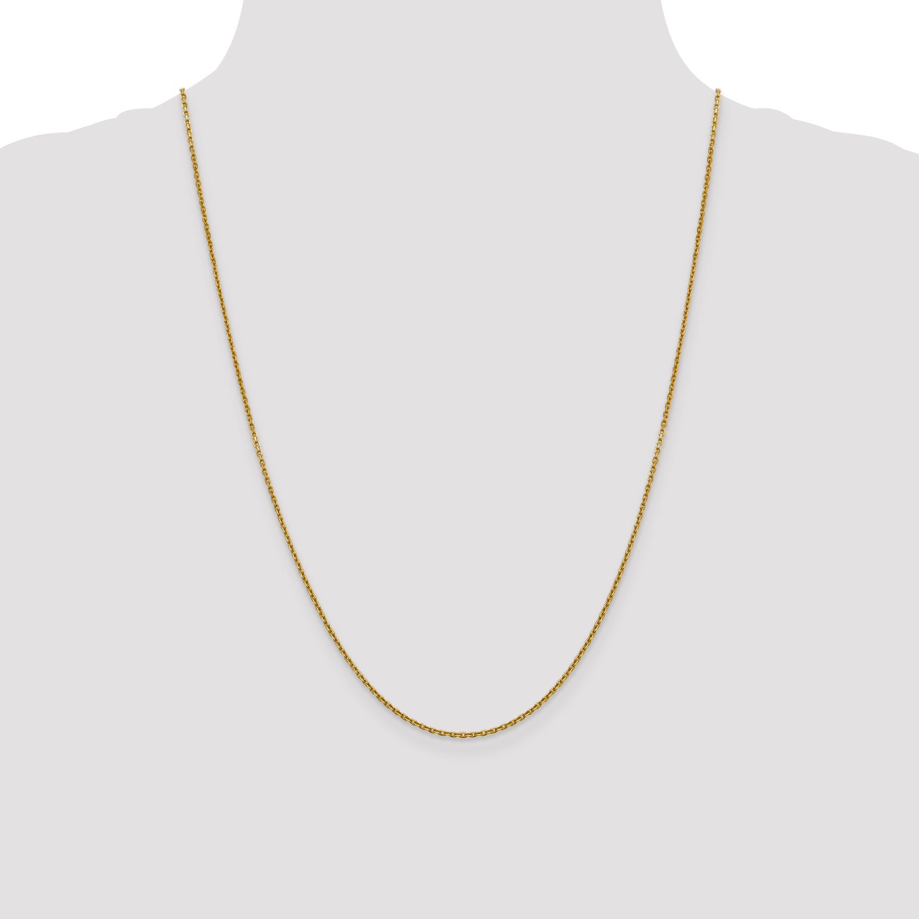 14K Yellow Gold Solid Diamond-Cut Cable Chain Necklace 1.5mm