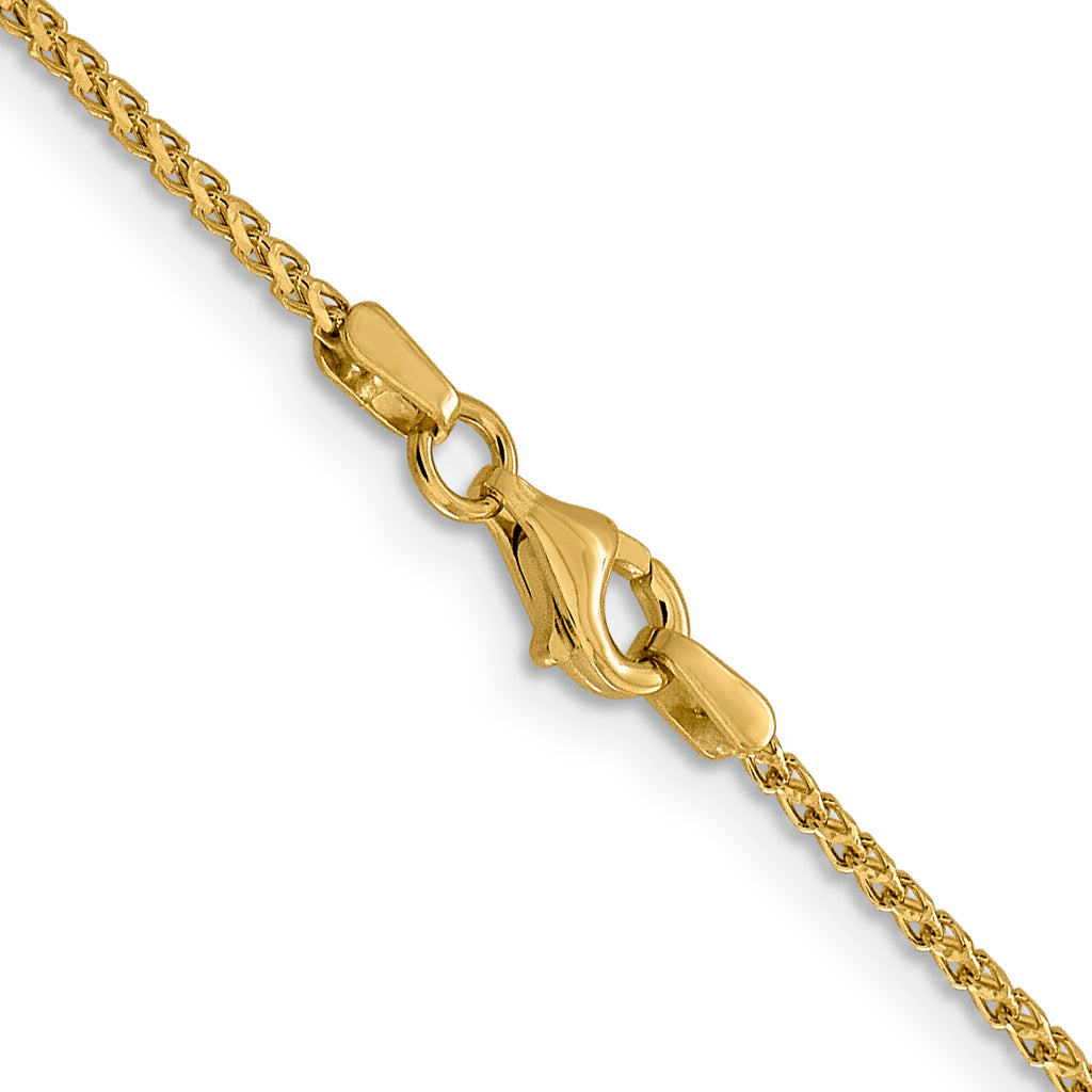14K Yellow Gold Solid Diamond-Cut Franco Chain Necklace 1.4mm