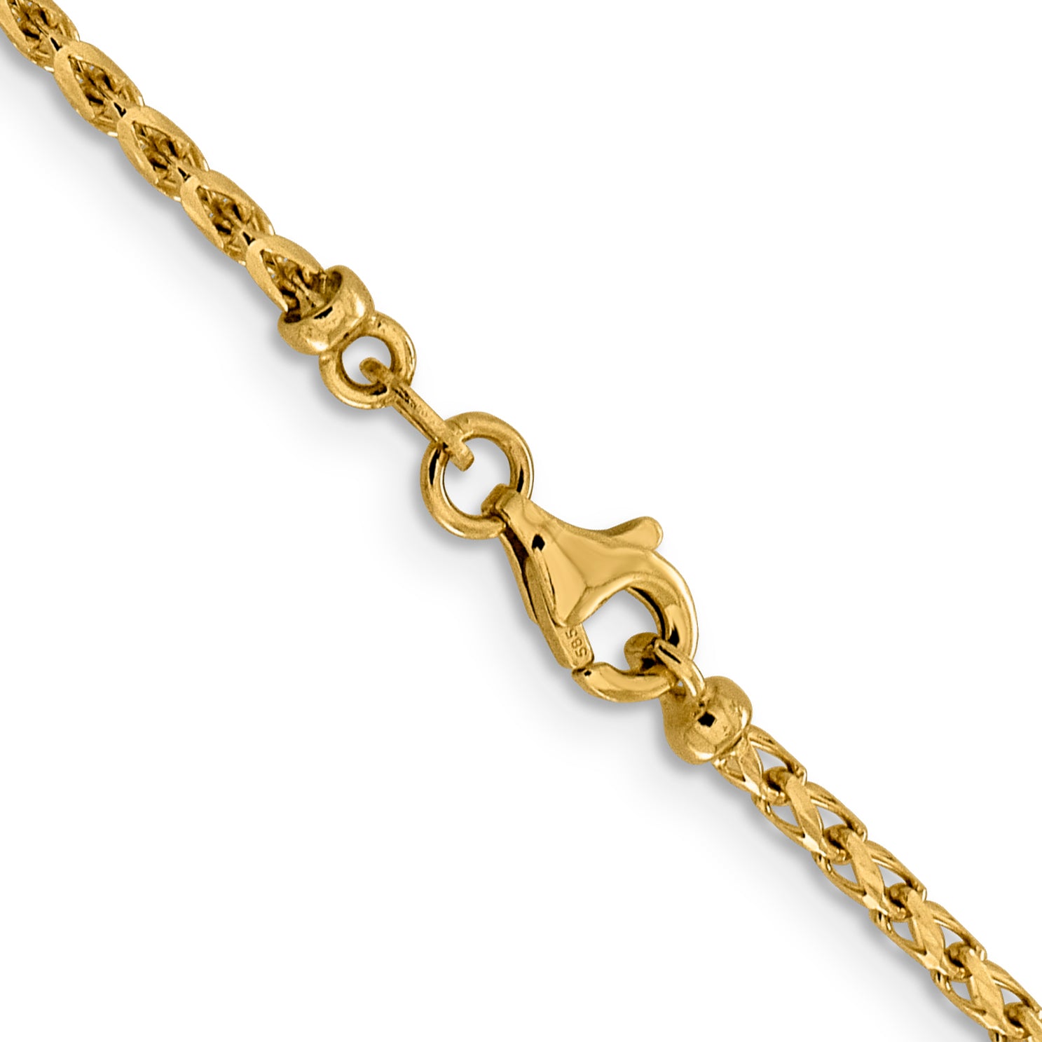 14K Yellow Gold Solid Diamond-Cut Franco Chain Necklace 2.1mm