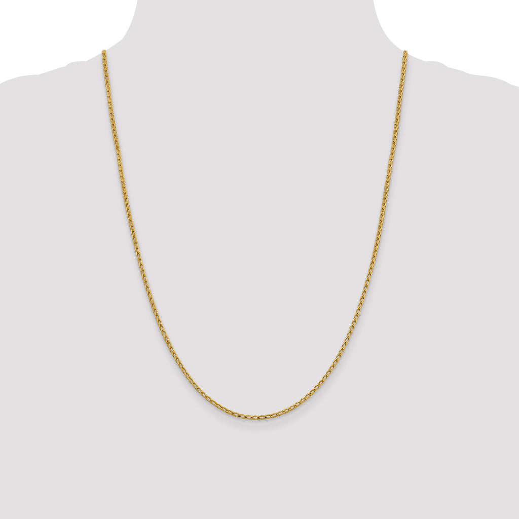 14K Yellow Gold Solid Diamond-Cut Franco Chain Necklace 2.1mm