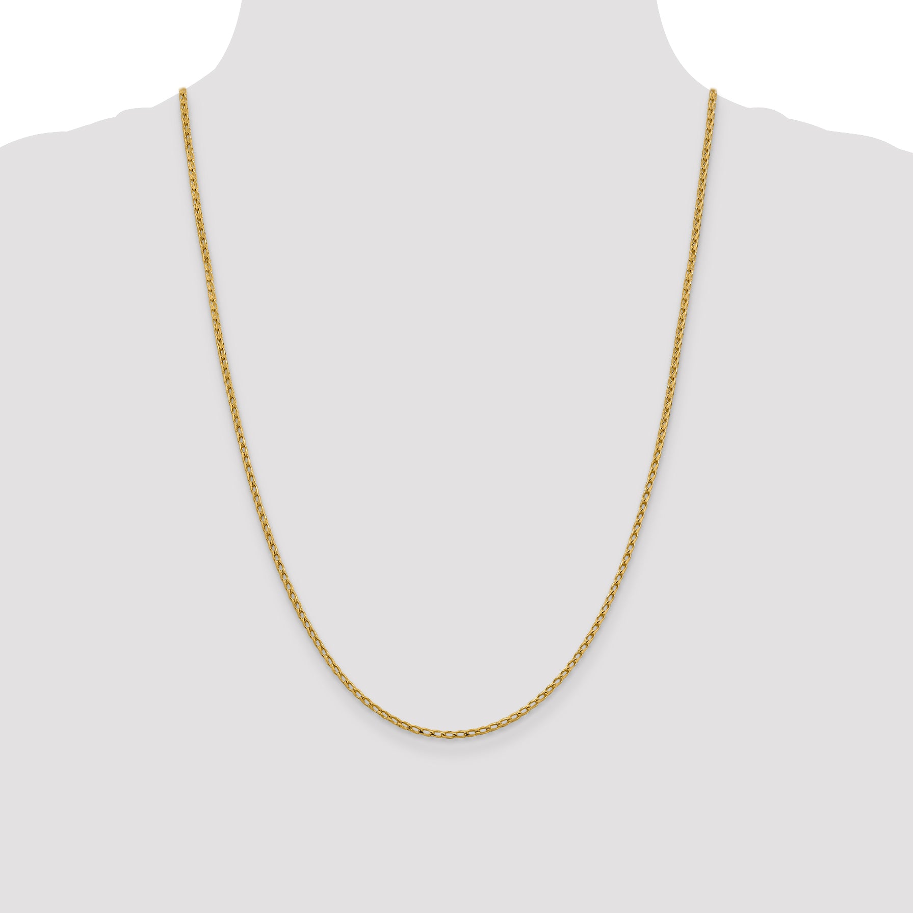 14K Yellow Gold Solid Diamond-Cut Franco Chain Necklace 2.1mm