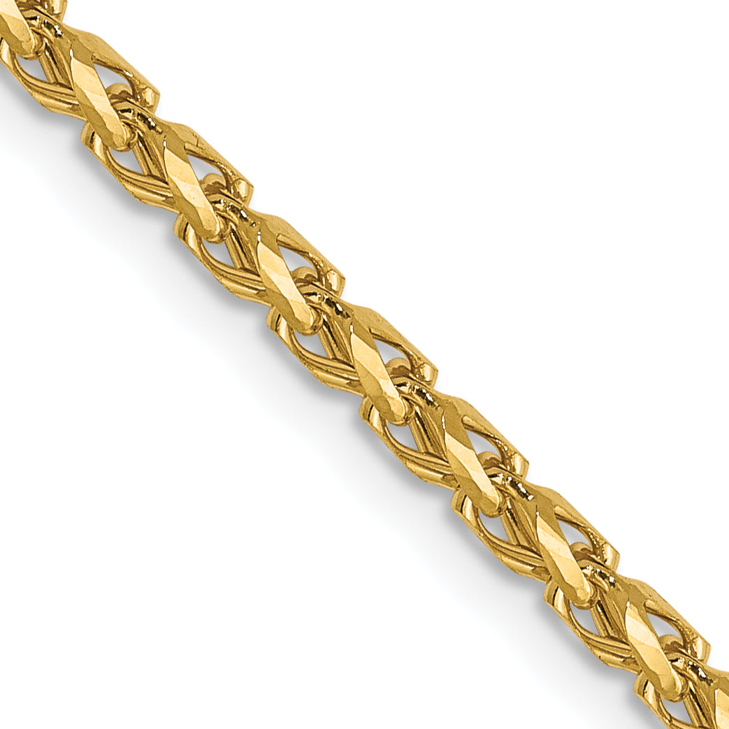 14K Yellow Gold Solid Diamond-Cut Franco Chain Necklace 2.1mm Main image
