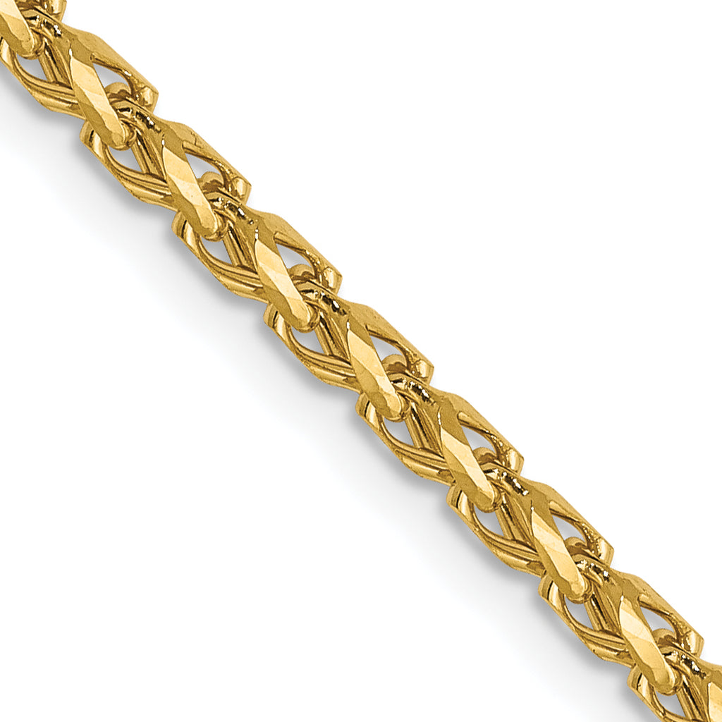 2.1mm 14K Yellow Gold D/C Open Franco Chain - Sophia Jewelers