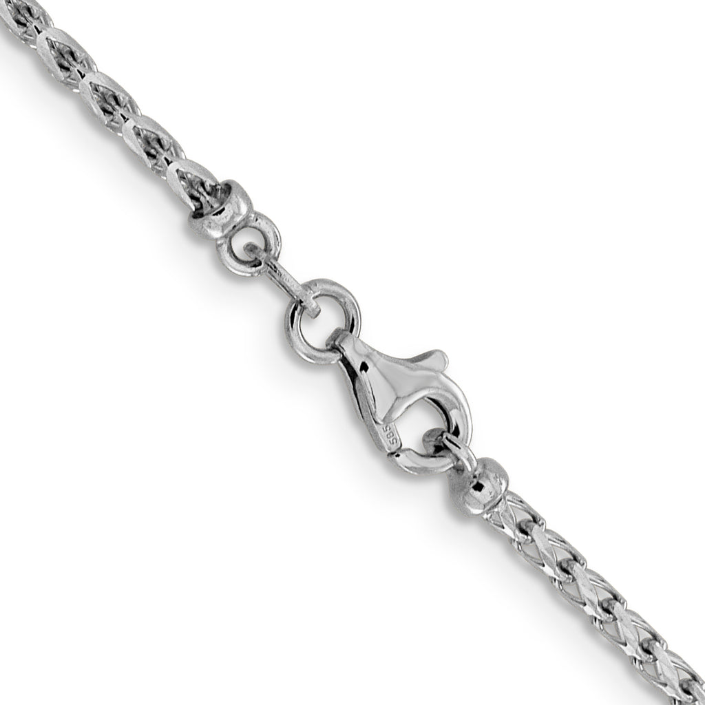 14K White Gold Solid Diamond-Cut Franco Chain Necklace 2.1mm
