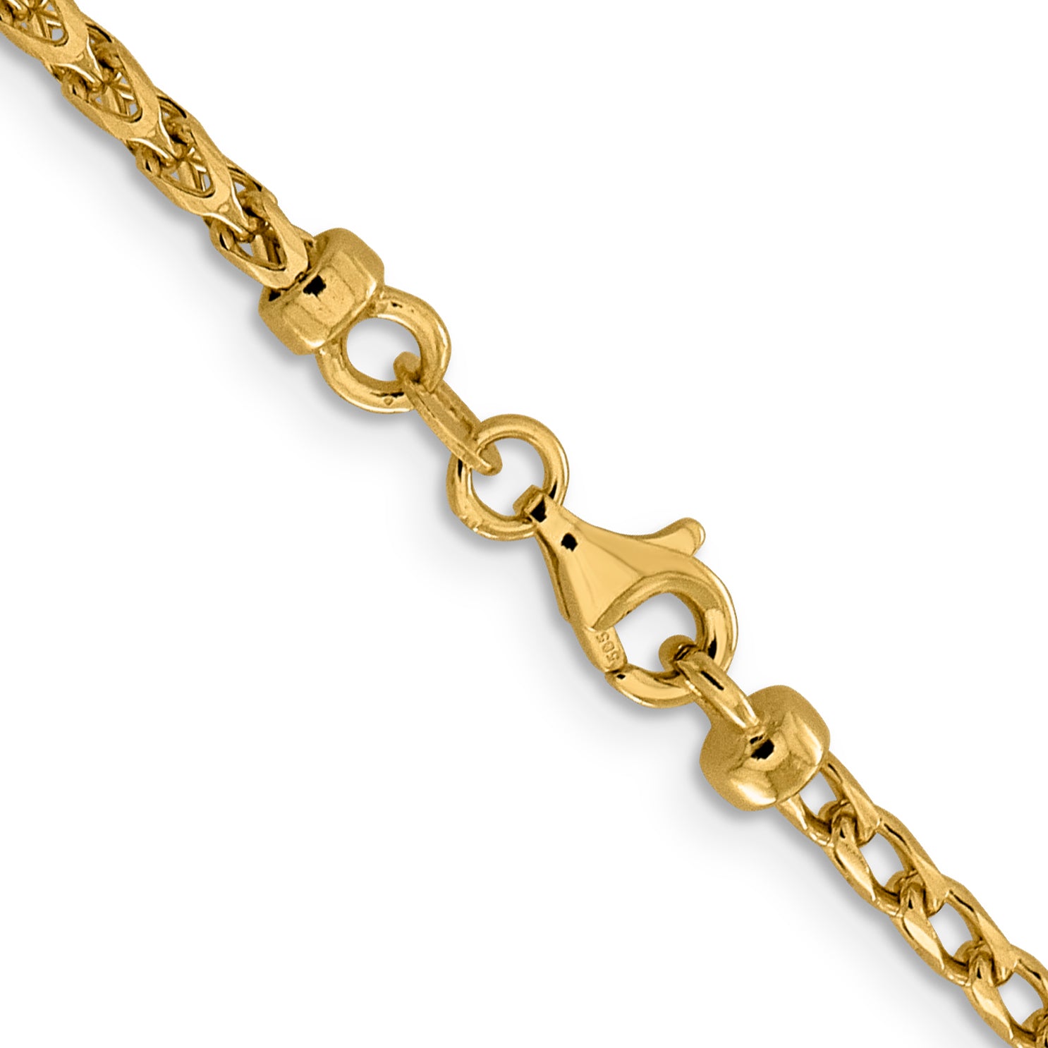 2.45mm 14K Yellow Gold D/C Open Franco Chain - Sophia Jewelers