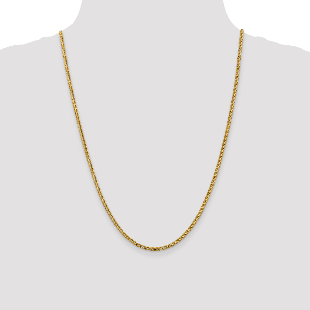 14K Yellow Gold Solid Diamond-Cut Franco Chain Necklace 2.45mm