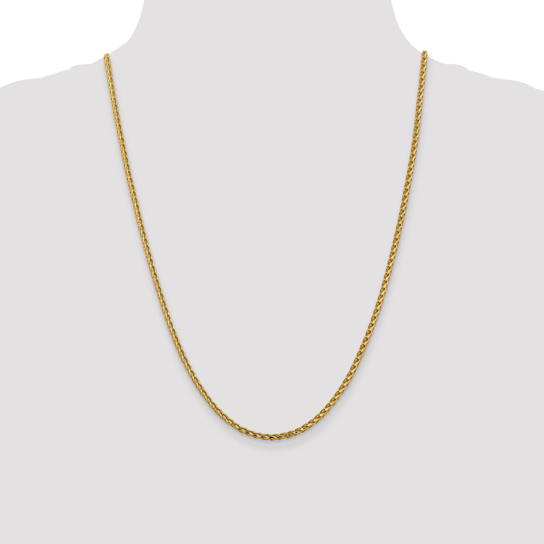 14K Yellow Gold Solid Diamond-Cut Franco Chain Necklace 2.45mm