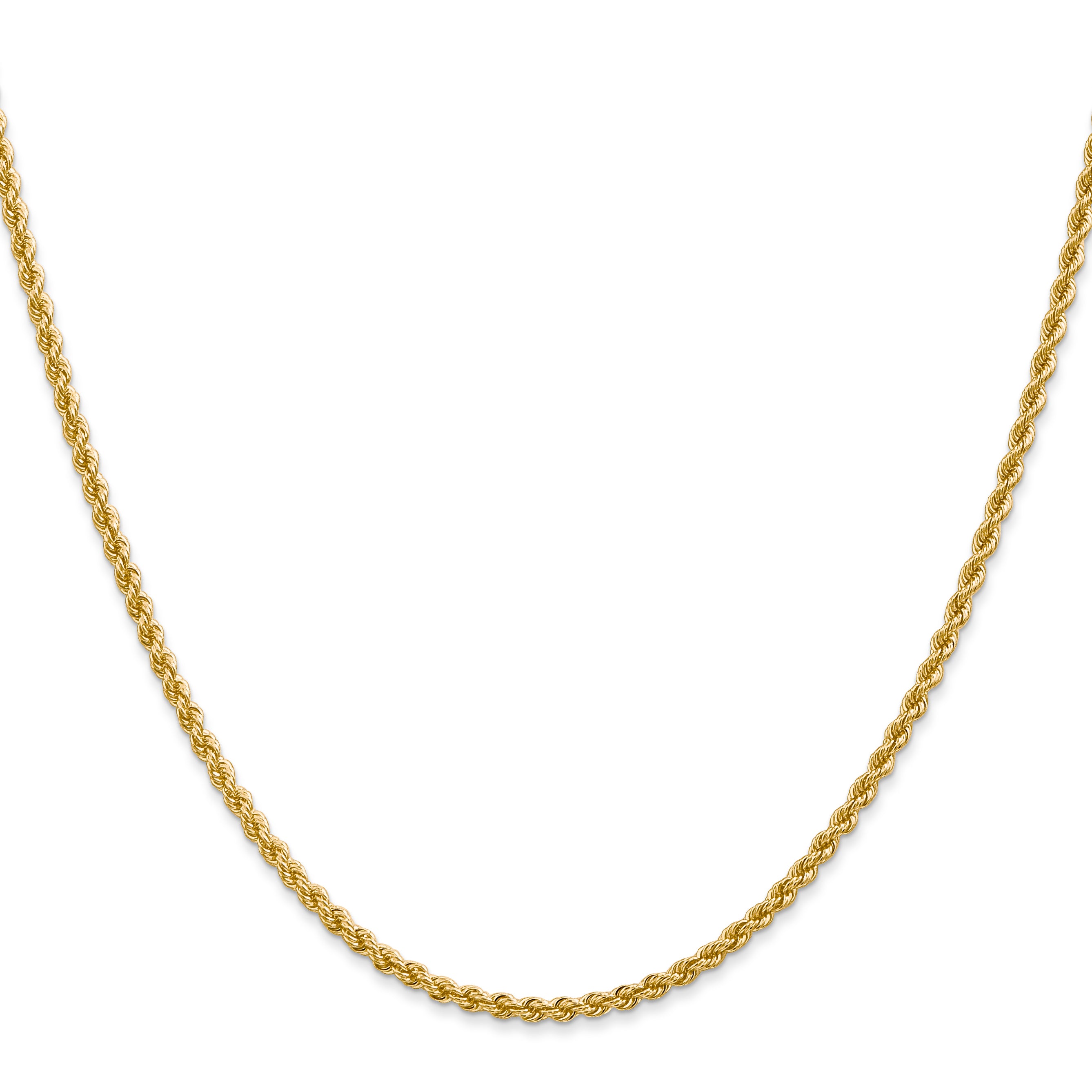 14K Yellow Gold Solid Rope Chain Necklace 2.25mm Secondary image