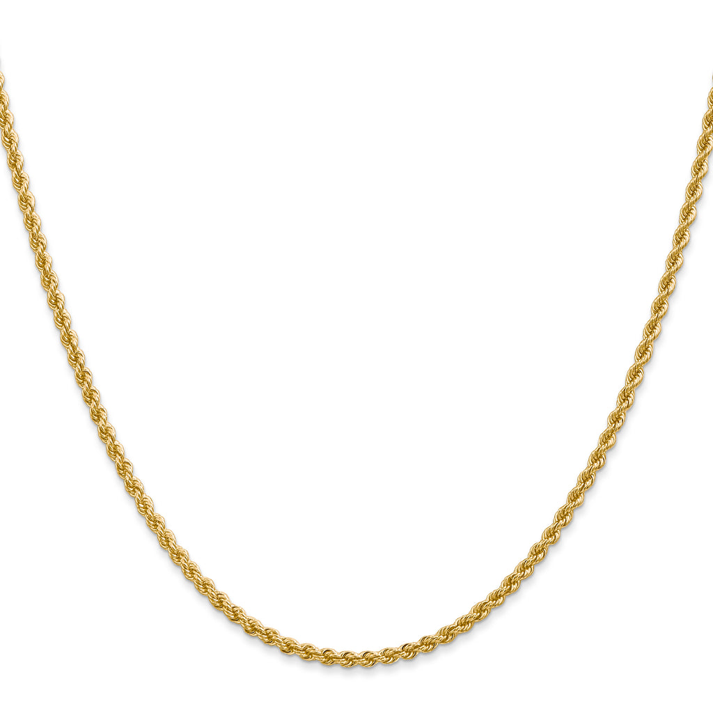 14K Yellow Gold Solid Rope Chain Necklace 2.25mm