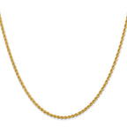 14K Yellow Gold Solid Rope Chain Necklace 2.25mm