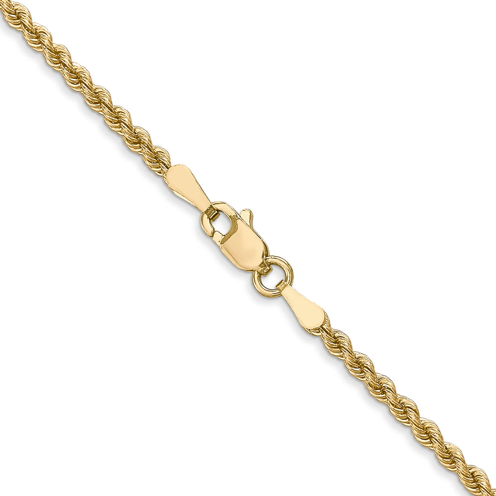 14K Yellow Gold Solid Rope Chain Necklace 2.25mm