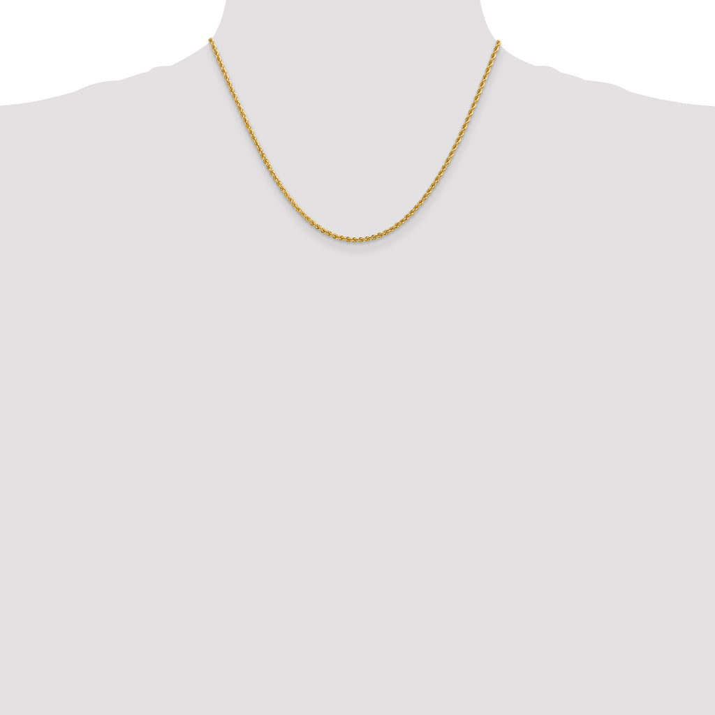 2.25mm 14K Yellow Gold Solid Rope Chain - Sophia Jewelers