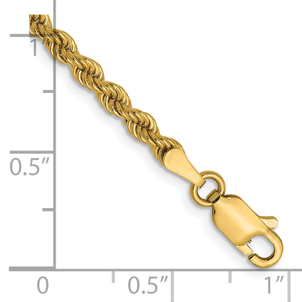 Rope Chain in 14K Yellow Gold, Bracelet to Necklace Lengths, 2.25mm - Sophia Jewelers